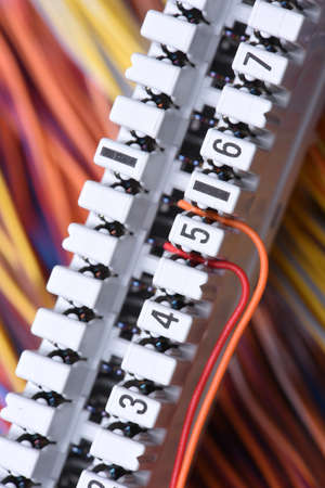 Telecommunication Equipment, Main Distribution Frame with Cables, Closeupの写真素材