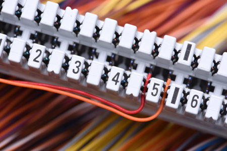 Telecommunication Equipment, Main Distribution Frame with Cables, Closeup