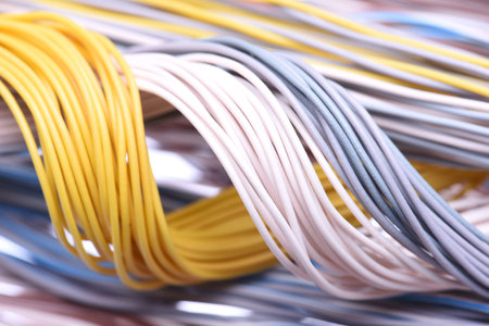 Closeup of cable and wire in internet network systems