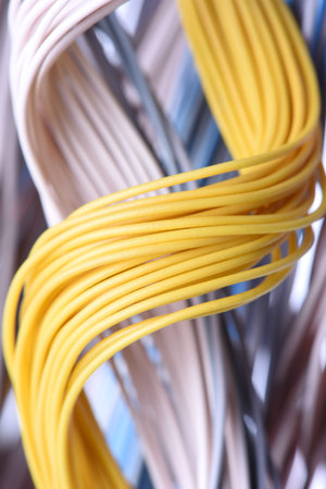 Closeup of cable and wire in internet network systems
