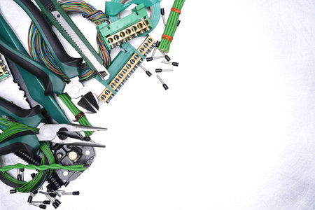 Tools with electrical component kit with copy space