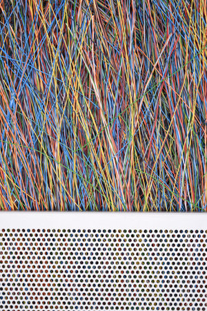 Metal sheet and colorful wires as background