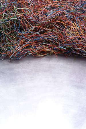 Electrical cable and wire on metal surface