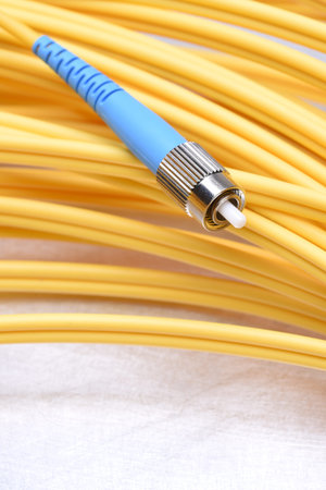Optic cable with FC connector, closeup