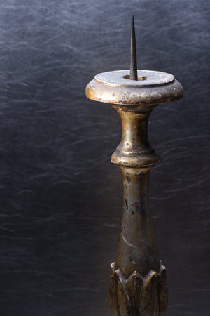 Old plated candlestick closeupの写真素材