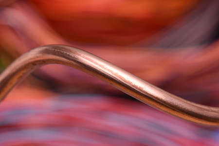Copper Wire Closeup with Blurred Background Industrialの写真素材