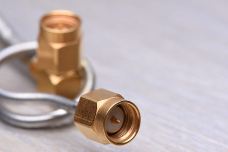 Coaxial Connectors Closeup with selective focus