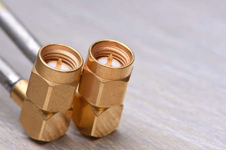 Coaxial Connectors Closeup with selective focusの写真素材