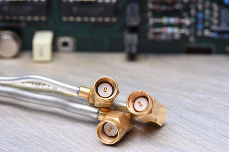 Coaxial Connectors Closeup with selective focusの写真素材