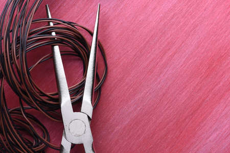 Electrical and Cable Tool on Metal Background with Copy Spaceの写真素材