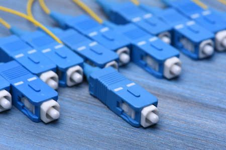 Closeup of Fiber Optical Cablesの写真素材