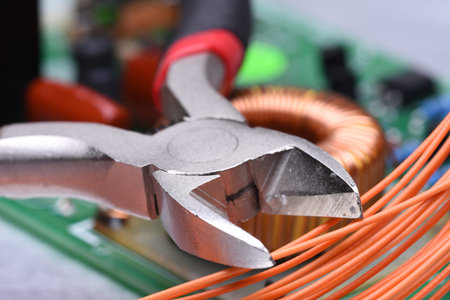 Electronic components and tool close up