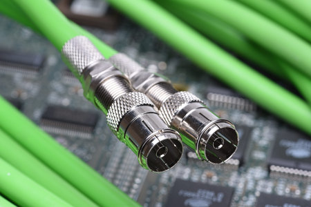 Coaxial Cables with Electronic Board in Background