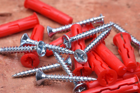 Plastic Wall Anchors With Screws Close Up