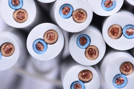 Electrical cable closeup, energy and technology equipment