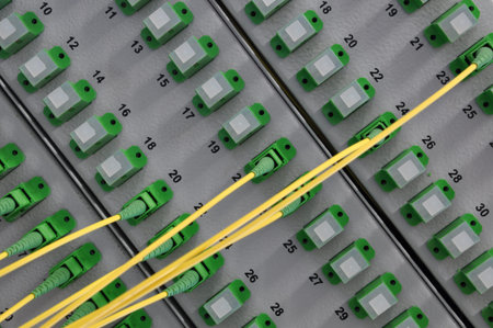 Optical distribution panels with optical fiber at passive optical networkの写真素材