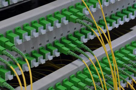 Optical distribution panels with optical fiber at passive optical networkの写真素材