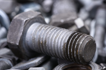 Steel bolt closeup
