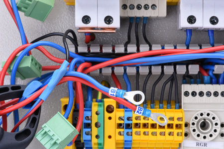 Electrical switchboard with cable and circuit breakers