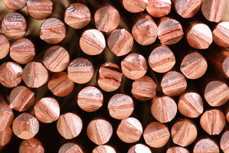 Copper wire close-up, energy raw materials industryの写真素材