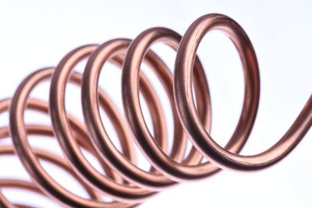 Copper wire close-up isolated on white background
