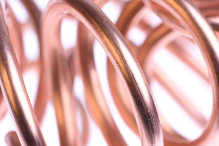 Abstract lines, copper wire isolated on white backgroundの写真素材