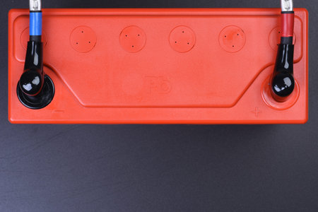 Battery backup power with symbol Pb lead and cables, directly above