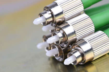Fiber optic FC connectors closeupの写真素材