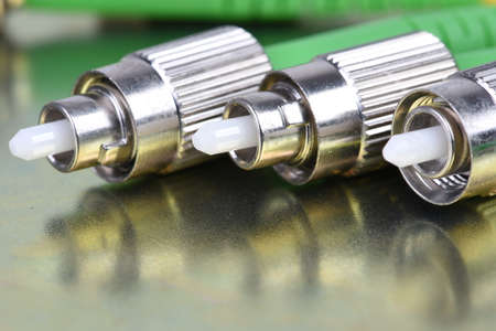 Fiber optic FC connectors closeupの写真素材