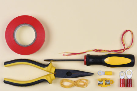 Set of electrical tools top view