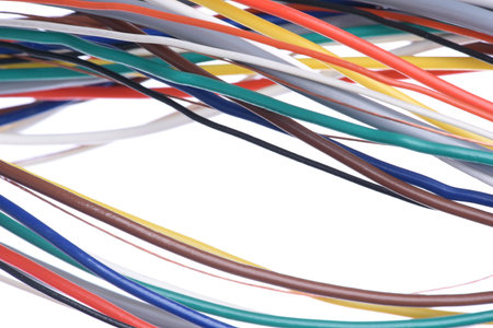 Colored computer cable isolated on white background