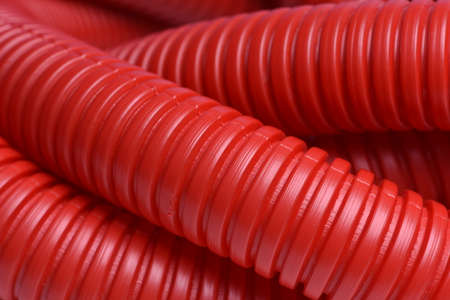 Plastic corrugated pipe closeupの写真素材