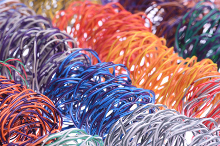 Scrap of colorful cableの写真素材