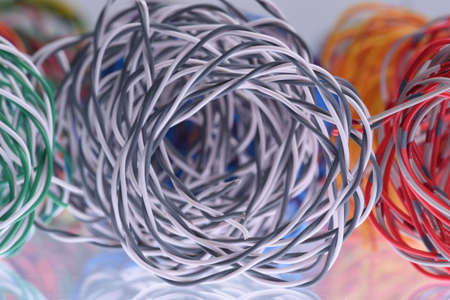 Multicolored electric wire close-upの写真素材