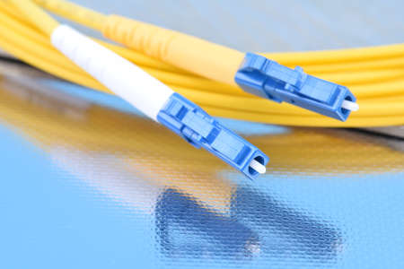 Fiber optic patch cord cable for telecommunication networkの写真素材