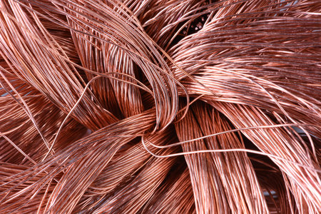 Non-ferrous industrial raw materials, copper wireの写真素材