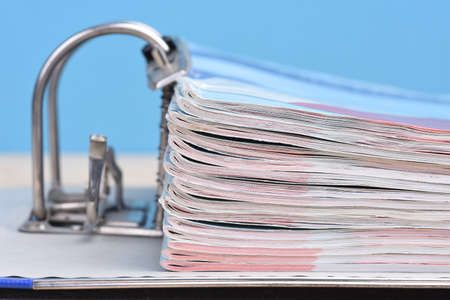 Close-up office ring binder with documentationの写真素材
