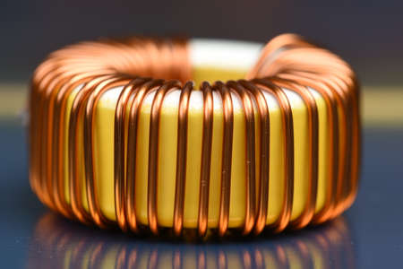 Inductor copper coil closeupの写真素材