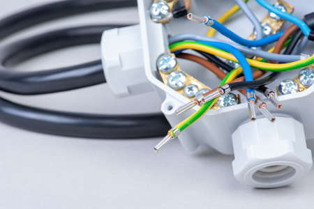 Electrical junction box used in electricity close-upの写真素材