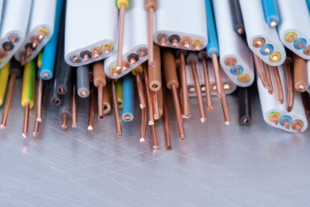 Copper cable and wire used in electrical installationの写真素材