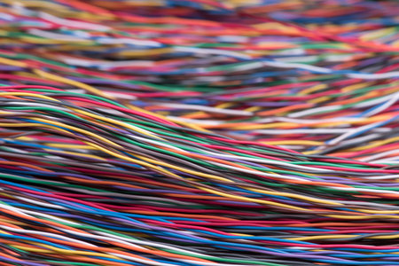 Network, colorful electrical cable and wire