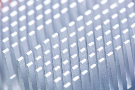 Cooling fins of aluminum heat sink close-upの写真素材