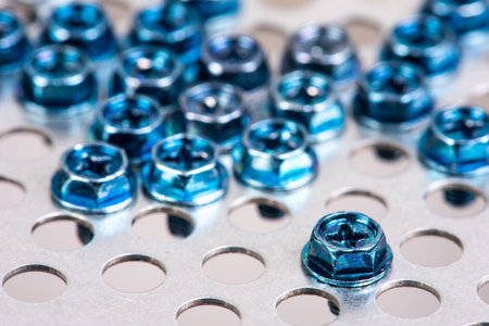 Set of screw with single one selection, on round hole perforated plate