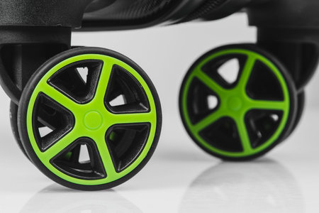 Wheel of luggage suitcase closeup