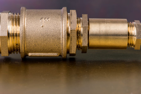 Close-up Brass Fittings Connectors For Water And Gas Installation