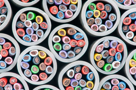 Macro colorful electric cable cross sectionの写真素材
