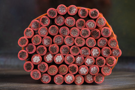 Bundle of industrial flexible copper cable for power transmission