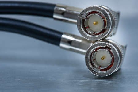 BNC radio frequency connectors that are used with coaxial cableの写真素材