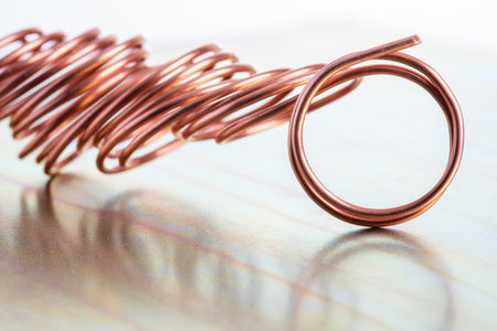 Copper wire on metallic surface