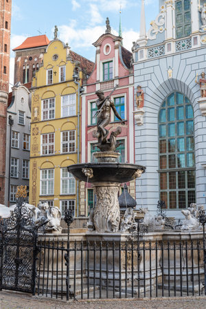 Famous Neptune fountain at Dlugi Targ square in Gdansk